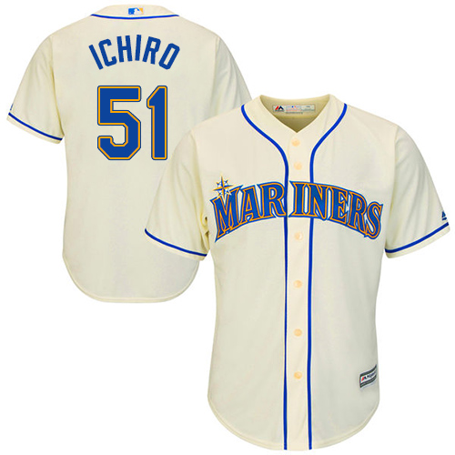 Mariners #51 Ichiro Suzuki Cream Cool Base Stitched Youth MLB Jersey